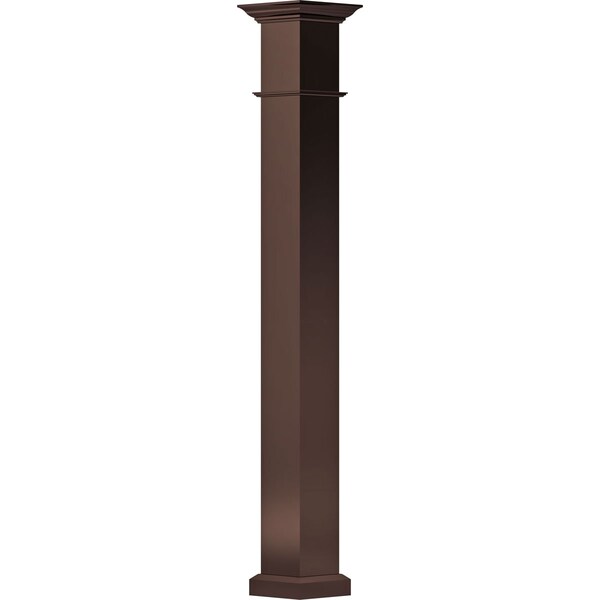 Ekena Millwork 6" x 10' Endura-Aluminum Wellington Style Column Square Shaft For Post Wrap Installation Non-Tapered - EA0610INPSBWEWE
