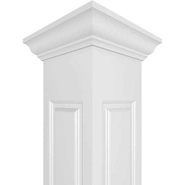 Ekena Millwork Craftsman Classic Square Non-Tapered, Raised Panel PVC Column, Crown Capital & Crown Base - CC0808ENRCRCR