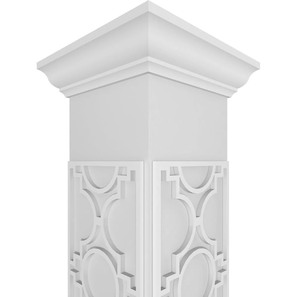 Ekena Millwork 10"W x 8'H Craftsman Classic Square Non-Tapered Gypsum Fretwork Column w/ Crown Capital & Crown Base - CC1008ENGYPCRCR