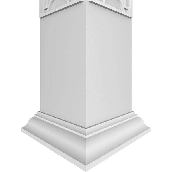Ekena Millwork 10"W x 8'H Craftsman Classic Square Non-Tapered Gypsum Fretwork Column w/ Crown Capital & Crown Base - CC1008ENGYPCRCR