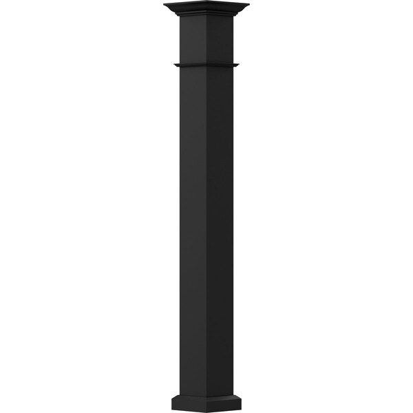 Ekena Millwork 6" x 8' Endura-Aluminum Wellington Style Column, Square Shaft For Post Wrap Installation Non-Tapered - EA0608INPSDWEWE