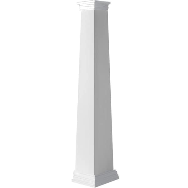 Ekena Millwork Craftsman Classic Square Tapered, Smooth PVC Column, Prairie Capital & Prairie Base - CC1208ETPPRPR