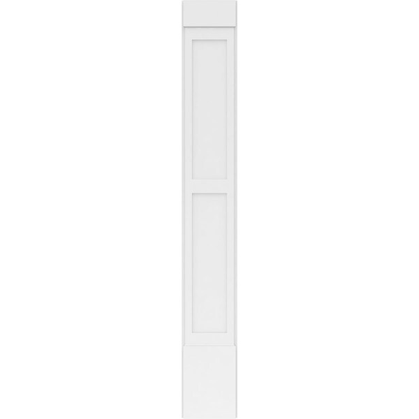 Ekena Millwork Two Equal Flat Panel PVC Pilaster w/Standard Capital & Base, 12"W x 90"H x 2"P - PILP12X090DFP01-2