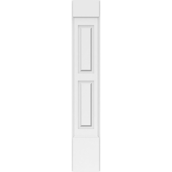 Ekena Millwork Two Equal Raised Panel PVC Pilaster w/Standard Capital & Base, 8"W x 48"H x 2"P - PILP08X048DRP01-2