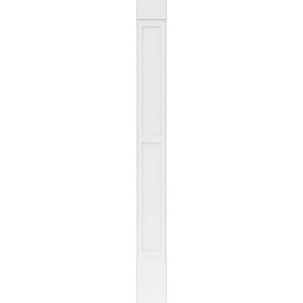Ekena Millwork Two Equal Flat Panel PVC Pilaster w/Standard Capital & Base, 12"W x 120"H x 2"P - PILP12X120DFP01-2