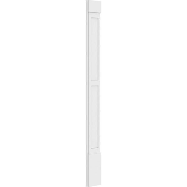 Ekena Millwork Two Equal Flat Panel PVC Pilaster w/Standard Capital & Base, 9"W x 90"H x 2"P - PILP09X090DFP01-2