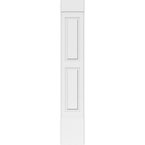 Ekena Millwork Two Equal Raised Panel PVC Pilaster w/Standard Capital & Base, 12W x 72H x 2P, PR - PILP12X072DRP01-2