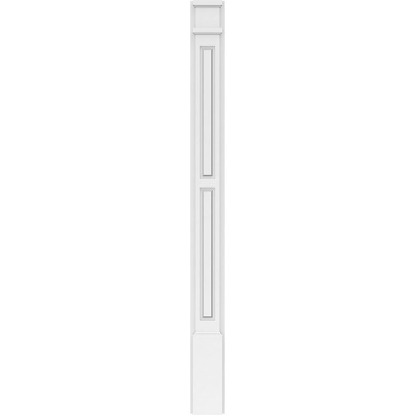 Ekena Millwork Two Equal Raised Panel PVC Pilaster w/Decorative Capital & Base, 5"W x 60"H x 2"P - PILP05X060DRP02-2