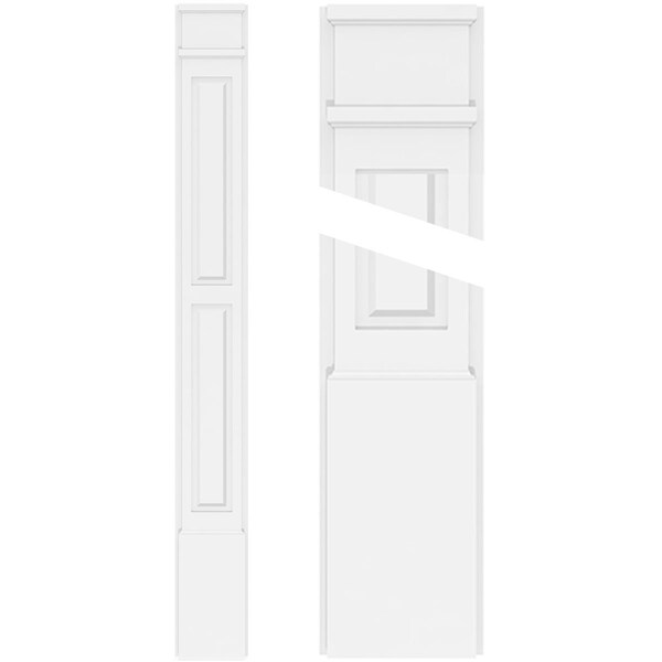Ekena Millwork Two Equal Raised Panel PVC Pilaster w/Decorative Capital & Base, 8W x 48H x 2P, PR - PILP08X048DRP02-2