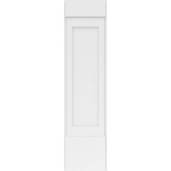 Ekena Millwork Flat Panel PVC Pilaster w/Standard Capital & Base, 12"W x 48"H x 2"P - PILP12X048FP01-2