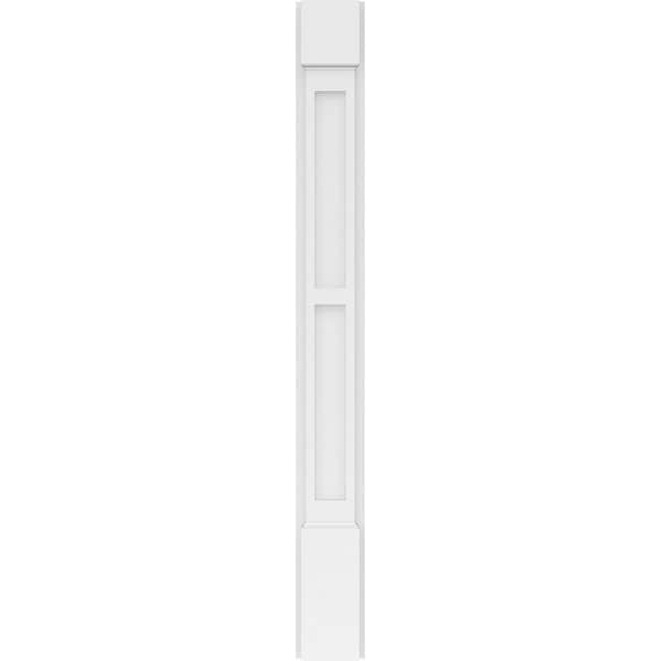 Ekena Millwork Two Equal Flat Panel PVC Pilaster w/Standard Capital & Base, 5"W x 48"H x 2"P - PILP05X048DFP01-2
