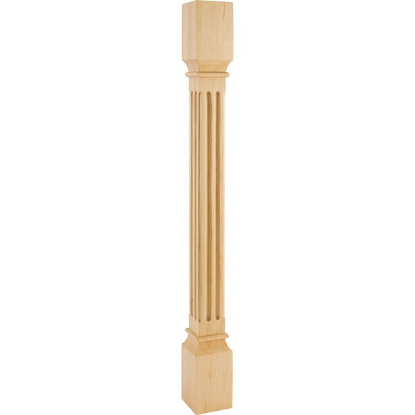 Hardware Resources 3-1/2" Wx3-1/2"Dx35-1/2"H Rubberwood Fluted Post - P27-3.5-RW