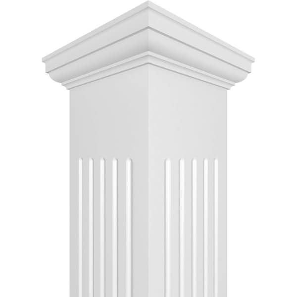 Ekena Millwork Craftsman Classic, Square Non-Tapered, Fluted PVC Column, Tuscan Capital & Tuscan Base - CC1208ENFTUTU