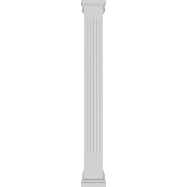 Ekena Millwork Craftsman Classic, Square Non-Tapered, Fluted PVC Column, Tuscan Capital & Tuscan Base - CC1208ENFTUTU