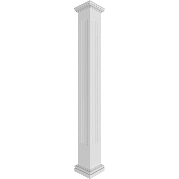 Ekena Millwork Craftsman Classic, Square Non-Tapered, Fluted PVC Column, Tuscan Capital & Tuscan Base - CC1208ENFTUTU