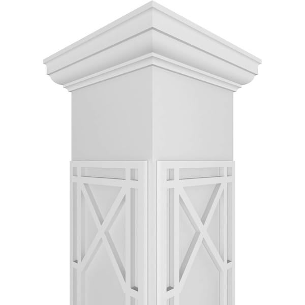 Ekena Millwork Craftsman Classic Square Non-Tapered Bungalow Fretwork Column w/ Tuscan Capital & Tuscan Base - CC1209ENBNGTUTU