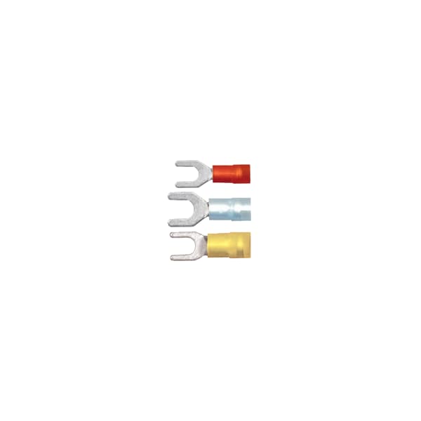 Terminal de pala doble de engarce rápido de nylon para cable de calibre 16-14 con perno #8 PK50 - 163225-050