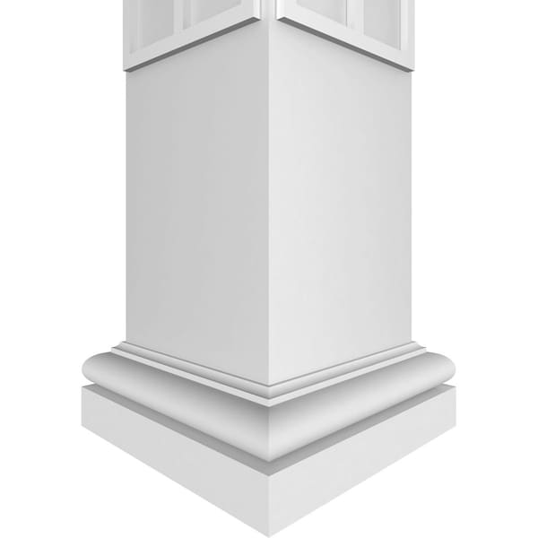 Ekena Millwork Craftsman Classic Square Non-Tapered Calico Fretwork Column w/ Tuscan Capital & Tuscan Base - CC0808ENCLOTUTU
