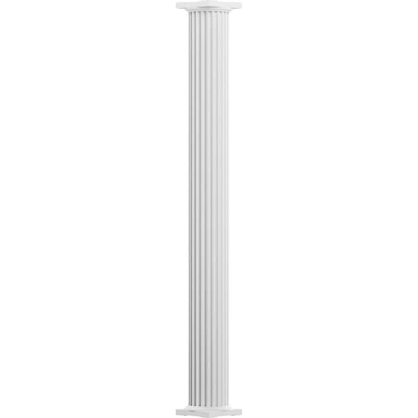 Ekena Millwork 12" x 9' Endura-Aluminum Column, Round Shaft (Load-Bearing 37,000 lbs), Non-Tapered, FLuted - EA1209ANFSPTUTU