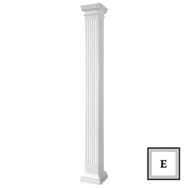 Ekena Millwork Endura-Stone Pro Series Fluted Column, Square Non-Tapered Shaft (FRP), Smooth Finish - ESPK0809ENFTUTU
