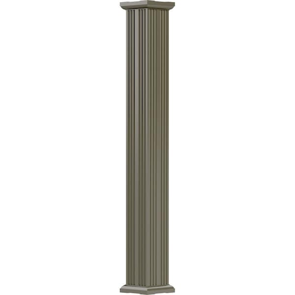 Ekena Millwork 8" x 9' Endura-Aluminum Column, Square Shaft (For Post Wrap Installation), Non-Tapered, FLuted - EA0809INFSCTUTU