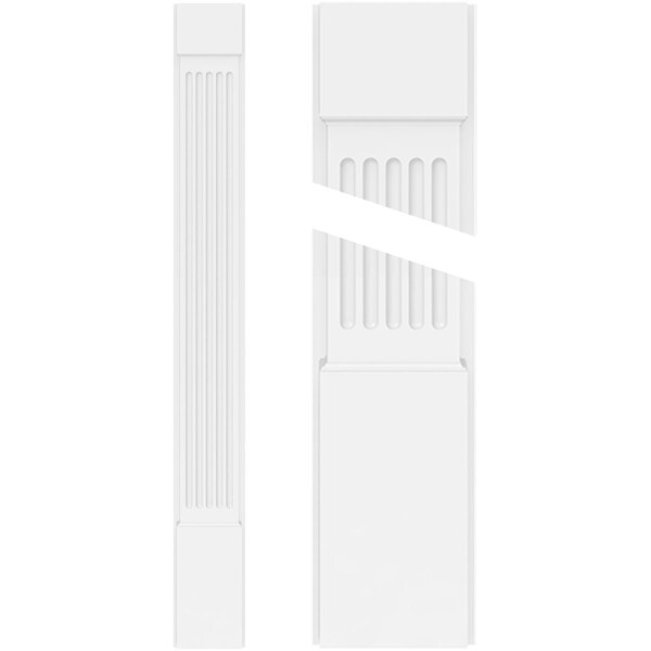 Ekena Millwork Fluted PVC Pilaster w/Standard Capital & Base, 9"W x 48"H x 2"P - PILP09X048FL01-2