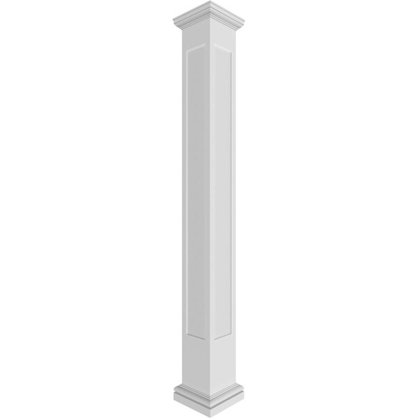 Ekena Millwork Craftsman Classic Square Non-Tapered, Recessed Panel PVC Column, Tuscan Capital & Tuscan Base - CC0808ENMTUTU