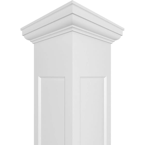 Ekena Millwork Craftsman Classic Square Non-Tapered, Recessed Panel PVC Column, Tuscan Capital & Tuscan Base - CC0808ENMTUTU