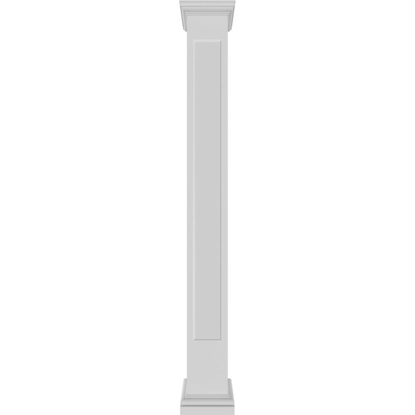 Ekena Millwork Craftsman Classic Square Non-Tapered, Recessed Panel PVC Column, Tuscan Capital & Tuscan Base - CC0808ENMTUTU