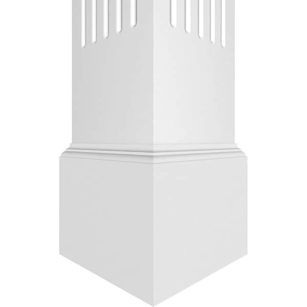 Ekena Millwork Craftsman Classic Square Non-Tapered Fluted PVC Column, Mission Capital & Mission Base - CC1010ENFMIMI
