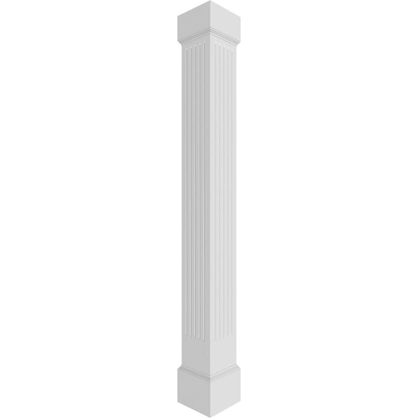 Ekena Millwork Craftsman Classic Square Non-Tapered Fluted PVC Column, Mission Capital & Mission Base - CC1010ENFMIMI