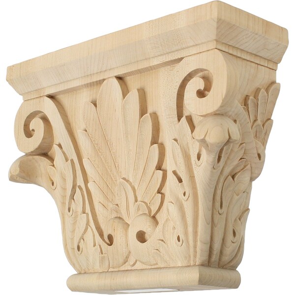 Ekena Millwork 11"W x 6 3/4"BW x 3 7/8"D x 8 7/8"H Large Chesterfield Capital, Rubberwood - CAP11X03X08CHRW