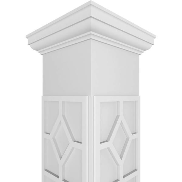 Ekena Millwork Craftsman Classic Square Non-Tapered Kinsman Fretwork Column w/ Tuscan Capital & Tuscan Base - CC1210ENKNSTUTU