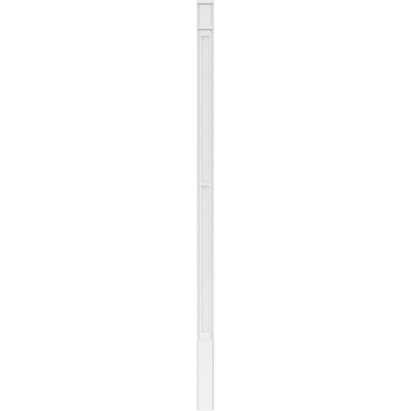 Ekena Millwork Two Equal Flat Panel PVC Pilaster w/Decorative Capital & Base, 4"W x 96"H x 2"P - PILP04X096DFP02-2