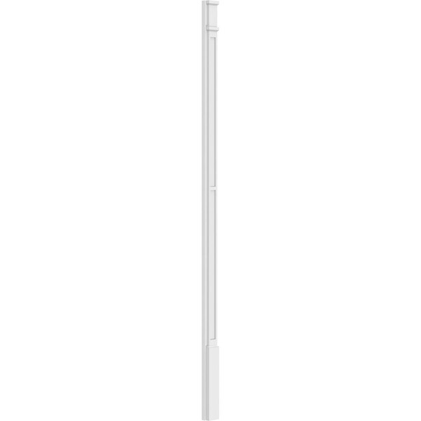 Ekena Millwork Two Equal Flat Panel PVC Pilaster w/Decorative Capital & Base, 4"W x 96"H x 2"P - PILP04X096DFP02-2