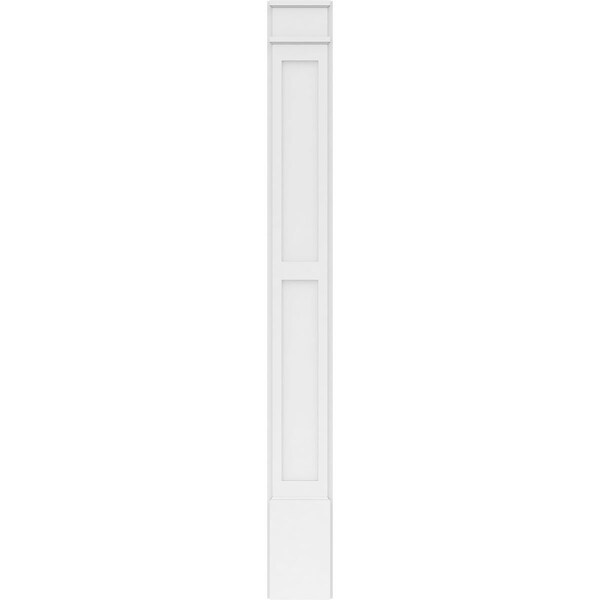 Ekena Millwork Two Equal Flat Panel PVC Pilaster w/Decorative Capital & Base, 9"W x 82"H x 2"P - PILP09X082DFP02-2