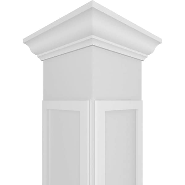 Ekena Millwork Craftsman Classic Square Non-Tapered X-Board Farmhouse Fretwork Column w/ Crown Capital & Crown Base - CC1210ENXFHCRCR
