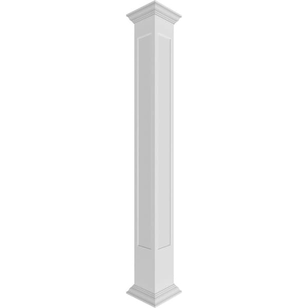 Ekena Millwork Craftsman Classic Square Non-Tapered, Recessed Panel PVC Column, Crown Capital & Crown Base - CC1010ENMCRCR