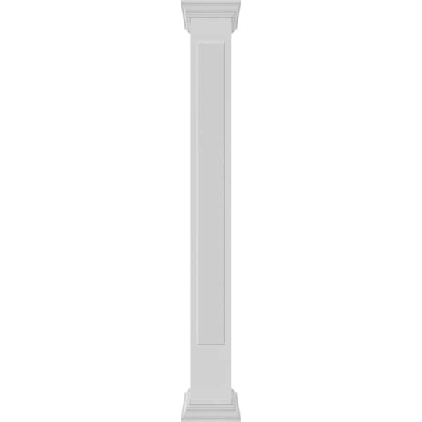 Ekena Millwork Craftsman Classic Square Non-Tapered, Recessed Panel PVC Column, Crown Capital & Crown Base - CC1010ENMCRCR