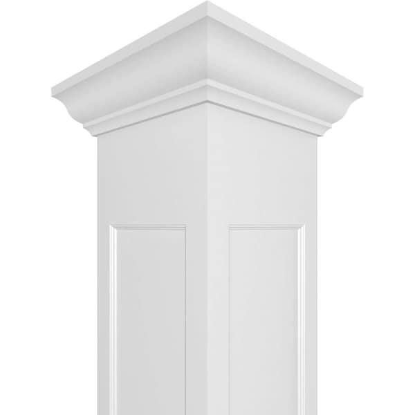 Ekena Millwork Craftsman Classic Square Non-Tapered, Recessed Panel PVC Column, Crown Capital & Crown Base - CC1010ENMCRCR
