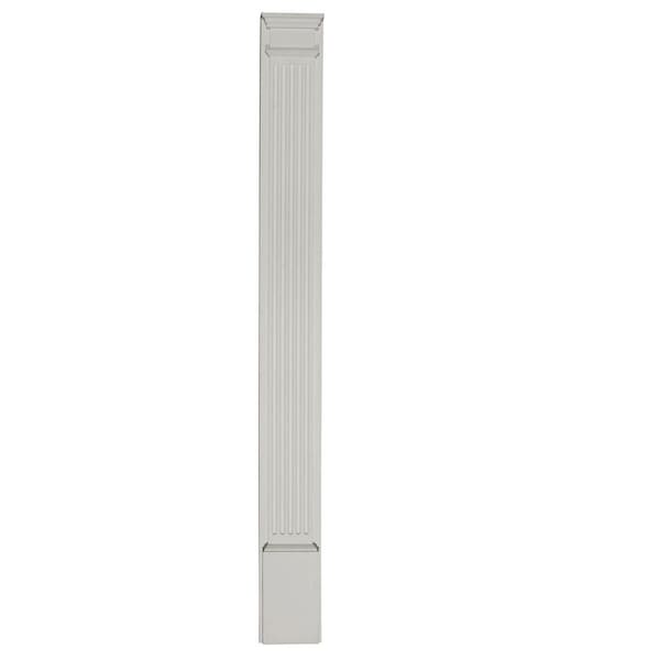 Ekena Millwork 8"W x 100"H x 2 3/4"D with 14" Attached Plinth, Fluted Pilaster (each) - PIL08X100X02