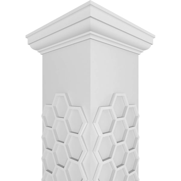 Ekena Millwork Craftsman Classic Square Non-Tapered Westmore Fretwork Column w/ Tuscan Capital & Tuscan Base - CC0808ENWSTTUTU