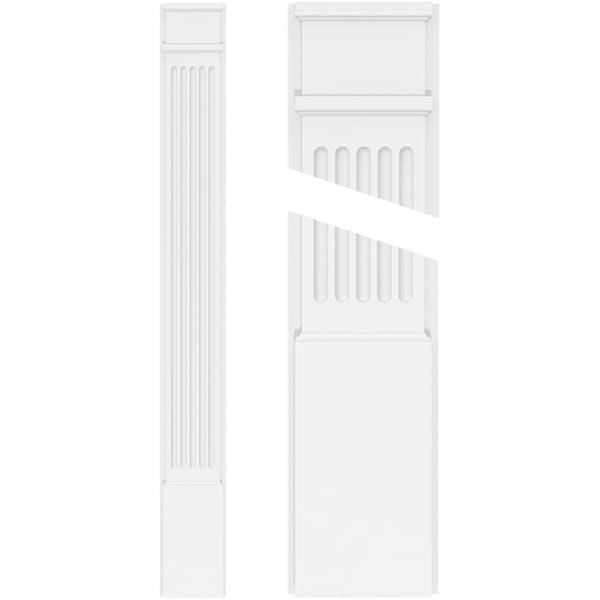Ekena Millwork Fluted PVC Pilaster w/Decorative Capital & Base, 9"W x 48"H x 2"P - PILP09X048FL02-2