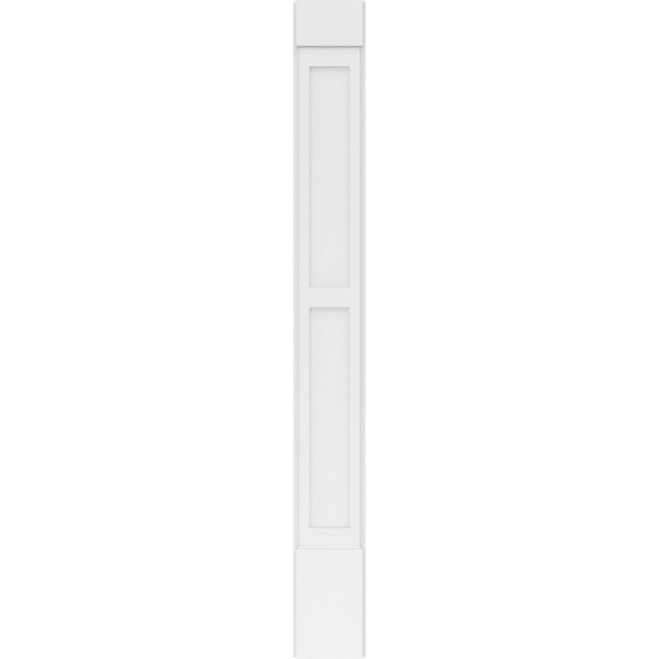 Ekena Millwork Two Equal Flat Panel PVC Pilaster w/Standard Capital & Base, 9"W x 82"H x 2"P - PILP09X082DFP01-2