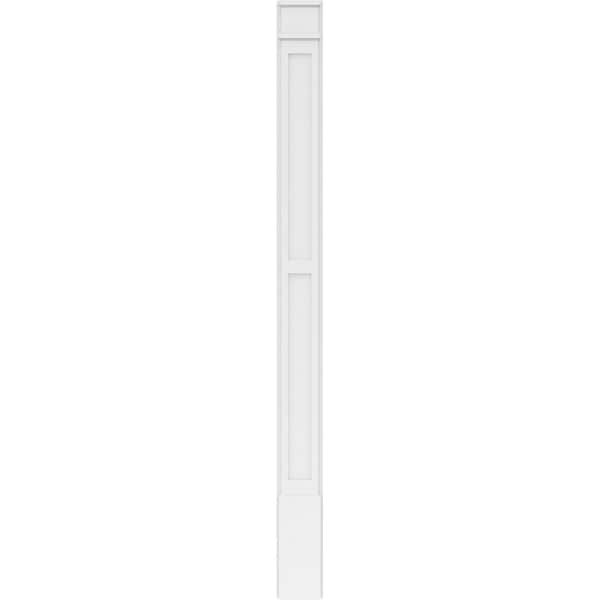 Ekena Millwork Two Equal Flat Panel PVC Pilaster w/Decorative Capital & Base, 7"W x 90"H x 2"P - PILP07X090DFP02-2