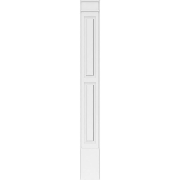 Ekena Millwork Two Equal Raised Panel PVC Pilaster w/Decorative Capital & Base, 10"W x 90"H x 2"P - PILP10X090DRP02-2
