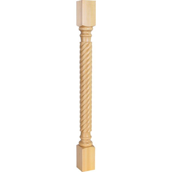 Hardware Resources 3" Wx3"Dx35-1/2"H Rubberwood Rope Post - P3-3RW