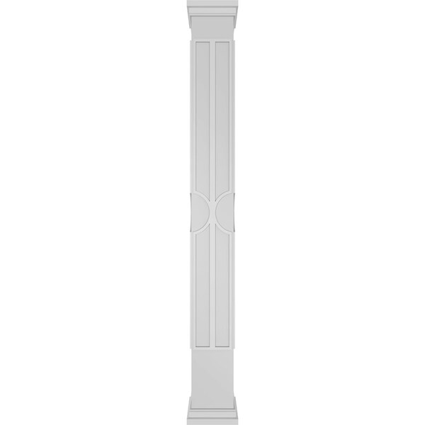 Ekena Millwork Craftsman Classic Square Non-Tapered Nouveau Fretwork Column w/ Prairie Capital & Prairie Base - CC0810ENNVUPRPR