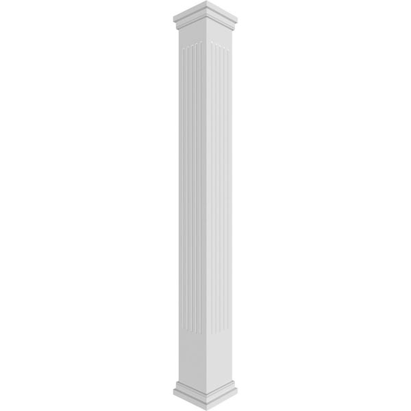 Ekena Millwork Craftsman Classic Square Non-Tapered, Fluted PVC Column, Prairie Capital & Prairie Base - CC1208ENFPRPR