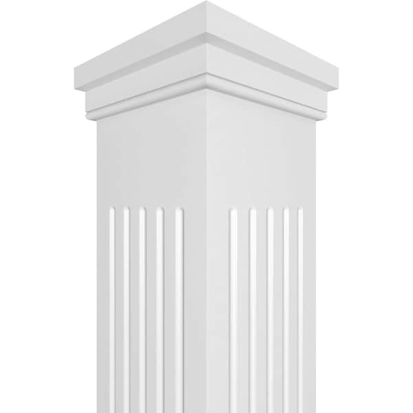 Ekena Millwork Craftsman Classic Square Non-Tapered, Fluted PVC Column, Prairie Capital & Prairie Base - CC1208ENFPRPR